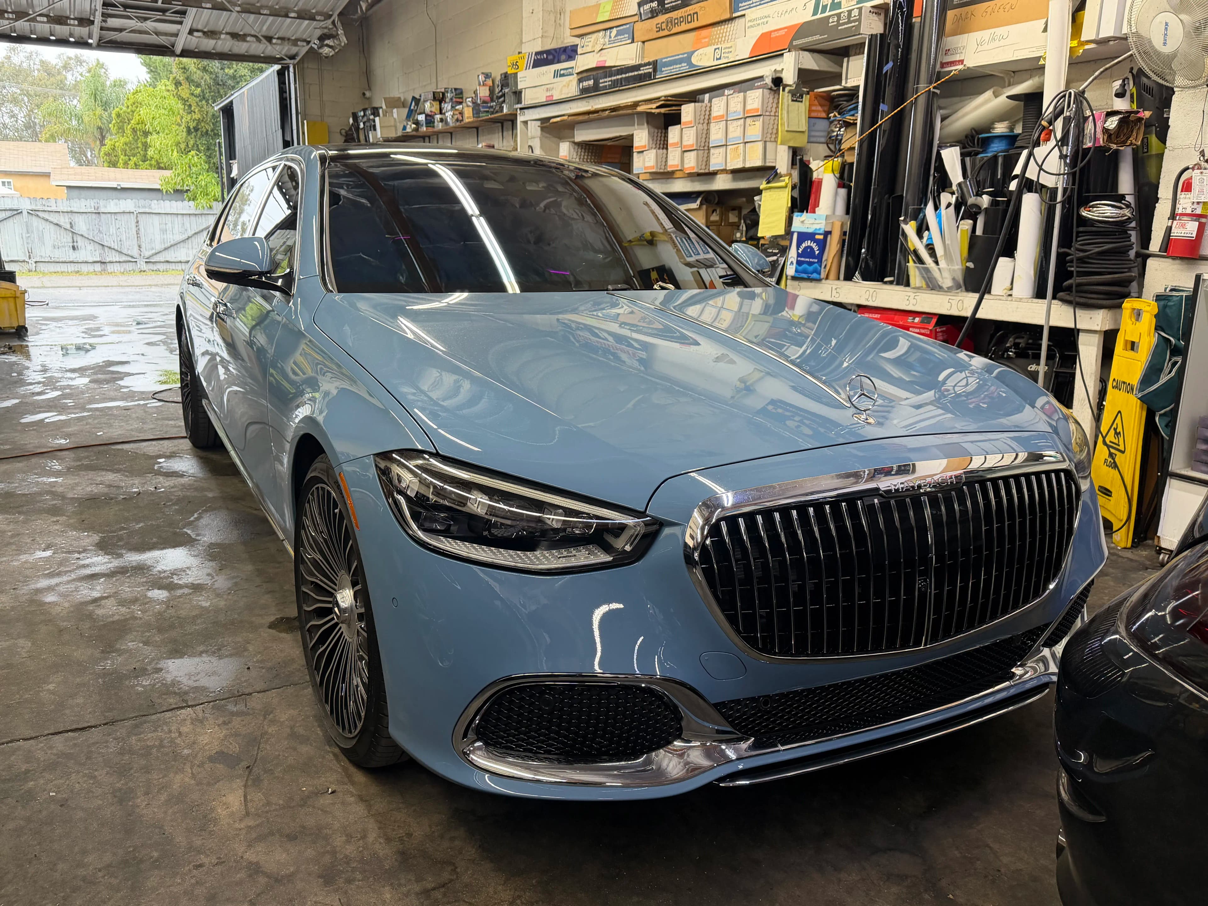 blue benz front