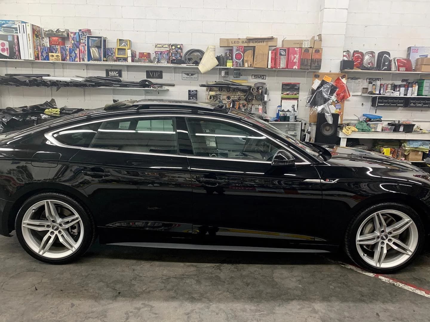 Before tinting process on Audi