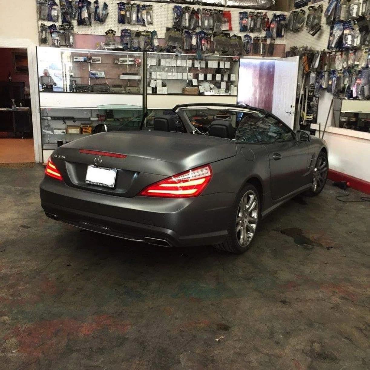 Close-up detail of precision window tint installation